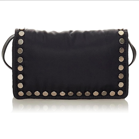 Prada Etiquette Flap Bag Studded Tessuto Mini - Picture 3 of 8